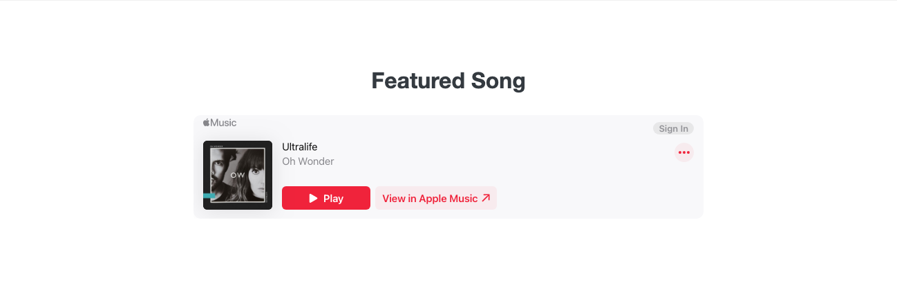 Embedded Apple Music player Bootstrap component