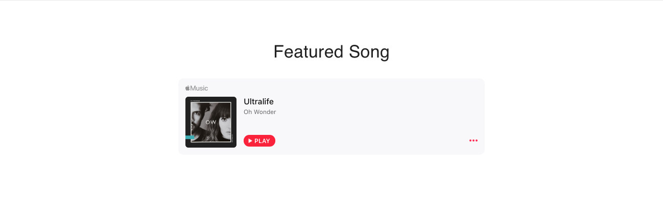 Embedded Apple Music player Material UI component