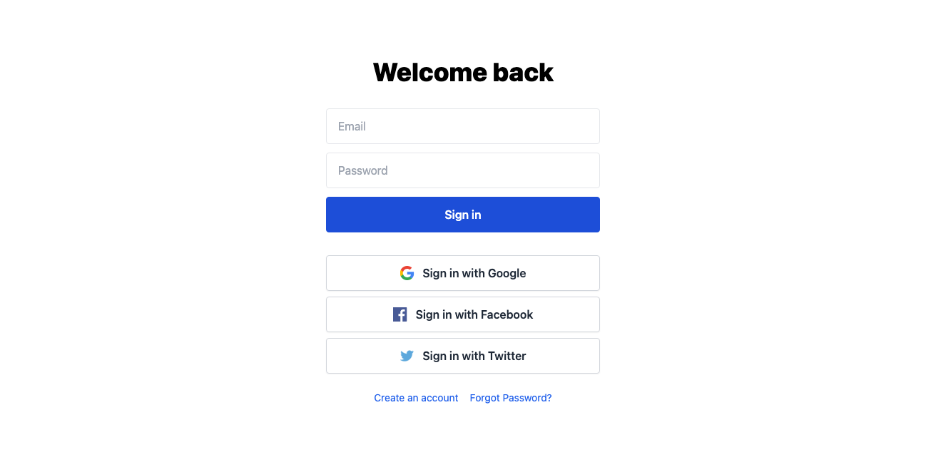 Sign in form with social options Tailwind component