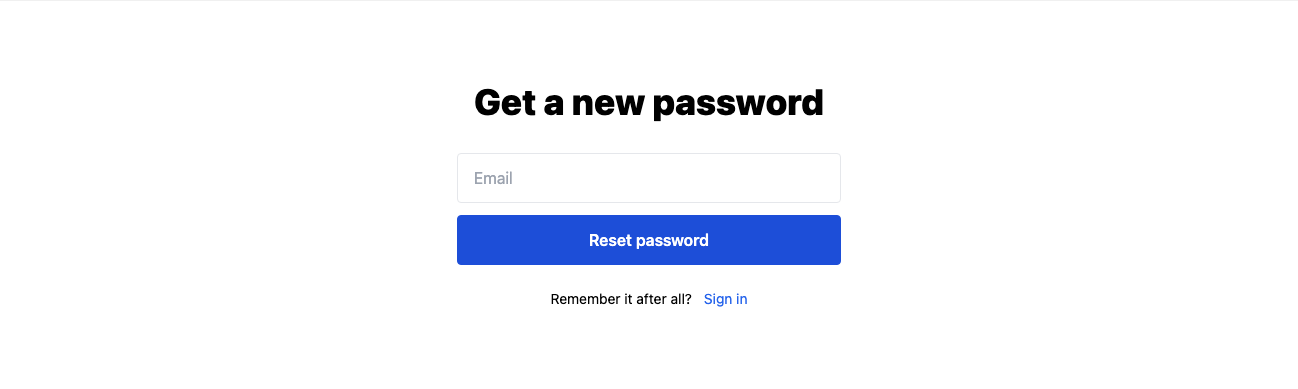 Reset password form Tailwind component