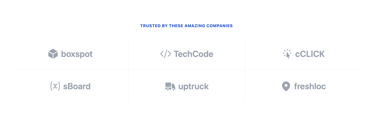 Clients with logos in 3 column grid Tailwind component